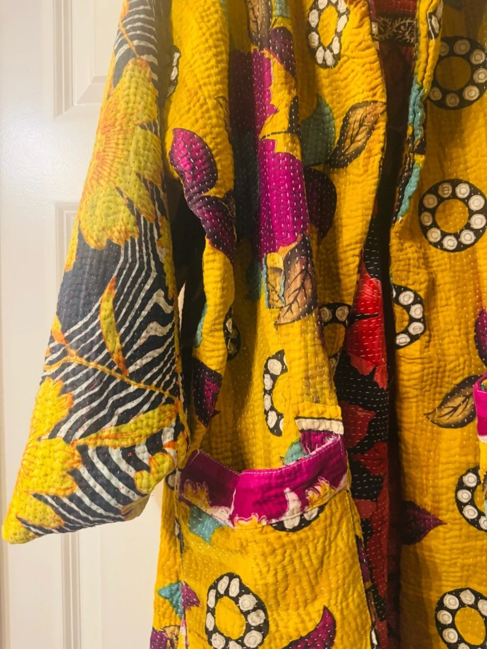 Vibrant Yellow Patchwork Quilt-Style Jacket - Picture 2 of 11